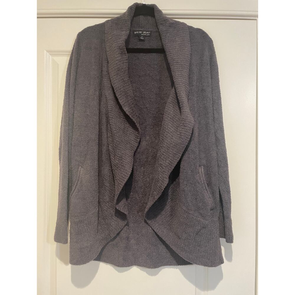 Barefoot Dreams CozyChic Light Open Front Sweater-Gray-Cozy Boucle Knit - Medium